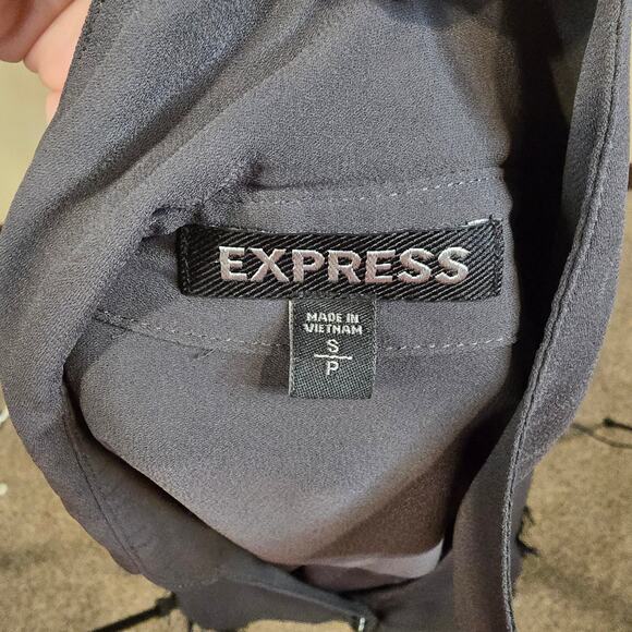 Women's Express Gray Button Down Blouse w/ Sheer Lace Sides | Size Small - Picture 9 of 10